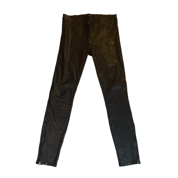 SOLD J Brand 100% Lamb Leather Pants 28” Waist Black - Picture 6 of 9